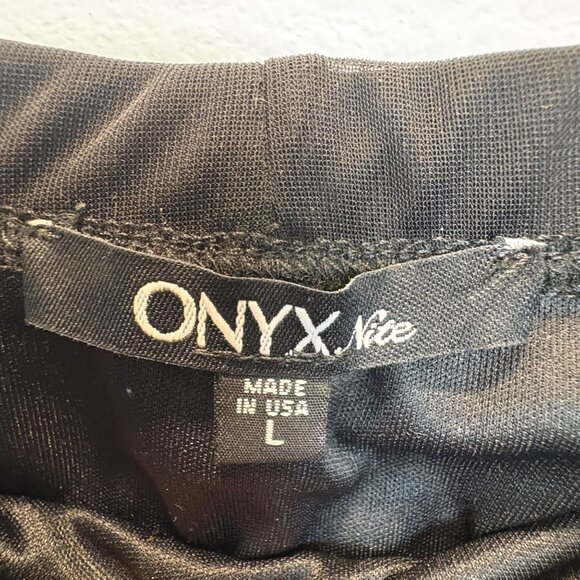 VTG Onyx Nite Slinky Black Strapless Chiffon Dress Womens L USA Stretch Goth - Picture 3 of 9